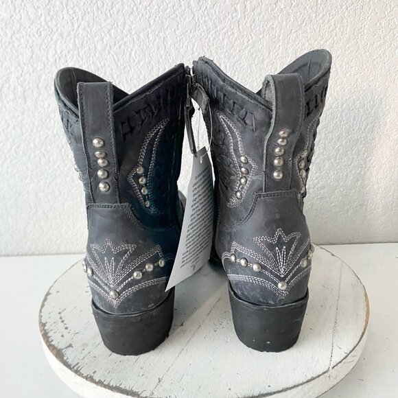 Lane COSSETTE Womens Black Cowboy Bootie 7.5 Western Cowgirl Short Ankle Boots - Picture 3 of 11